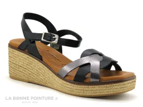 Achat chaussures Jordana Femme Sandale et Nu-pieds, vente Jordana 3792 Noir et Argent - Nu-pieds talon haut compense