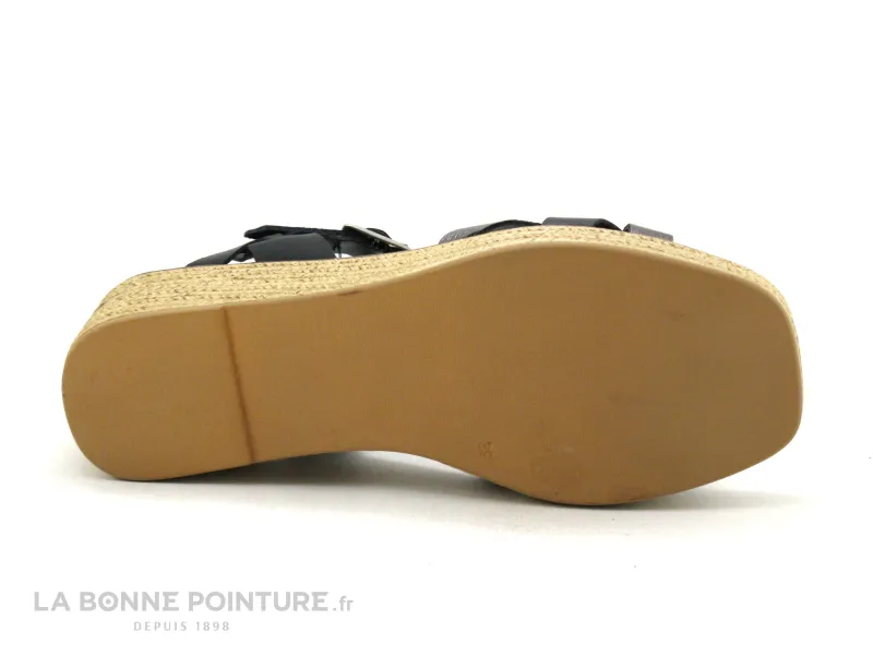 Achat chaussures Jordana Femme Sandale et Nu-pieds, vente Jordana 3792 Noir et Argent - Nu-pieds talon haut compense