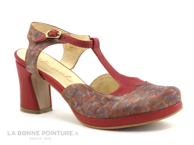 Achat chaussures Libre comme l'air Femme Bout fermé, vente Libre comme l Air ULIANA Ethnic Carmin - Escarpin bride salome