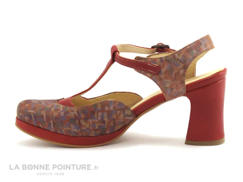 Achat chaussures Libre comme l'air Femme Bout fermé, vente Libre comme l Air ULIANA Ethnic Carmin - Escarpin bride salome