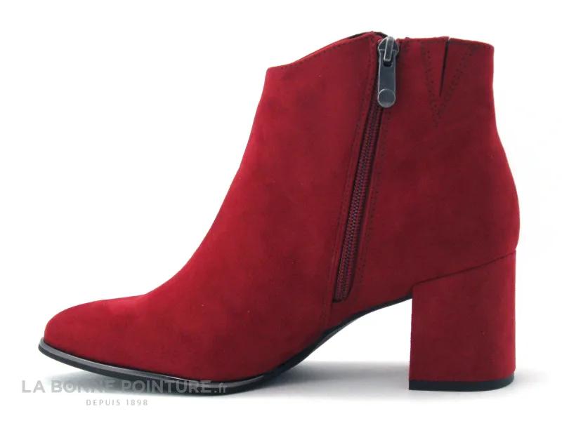 Achat chaussures Marco Tozzi Femme Boots, vente Marco Tozzi 2-25015-25 red - Bottine velours rouge - Talon large