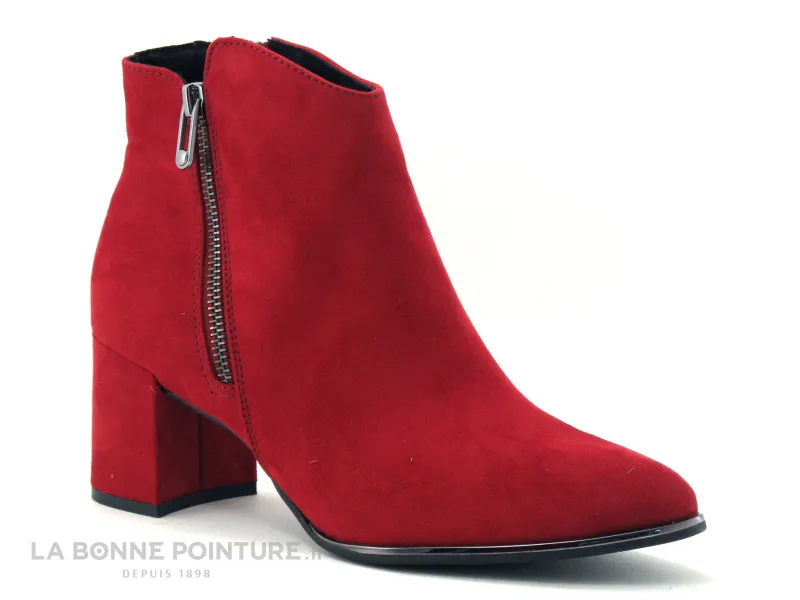 Achat chaussures Marco Tozzi Femme Boots, vente Marco Tozzi 2-25015-25 red - Bottine velours rouge - Talon large