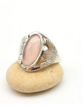 Bague argent brossé et quartz rose