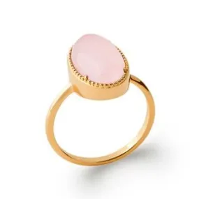 Bague cabochon quartz rose