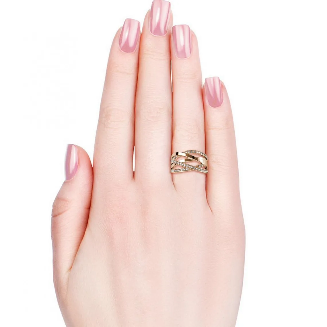 Bague Criss Cross Finition Or Rose | 3 Suisses