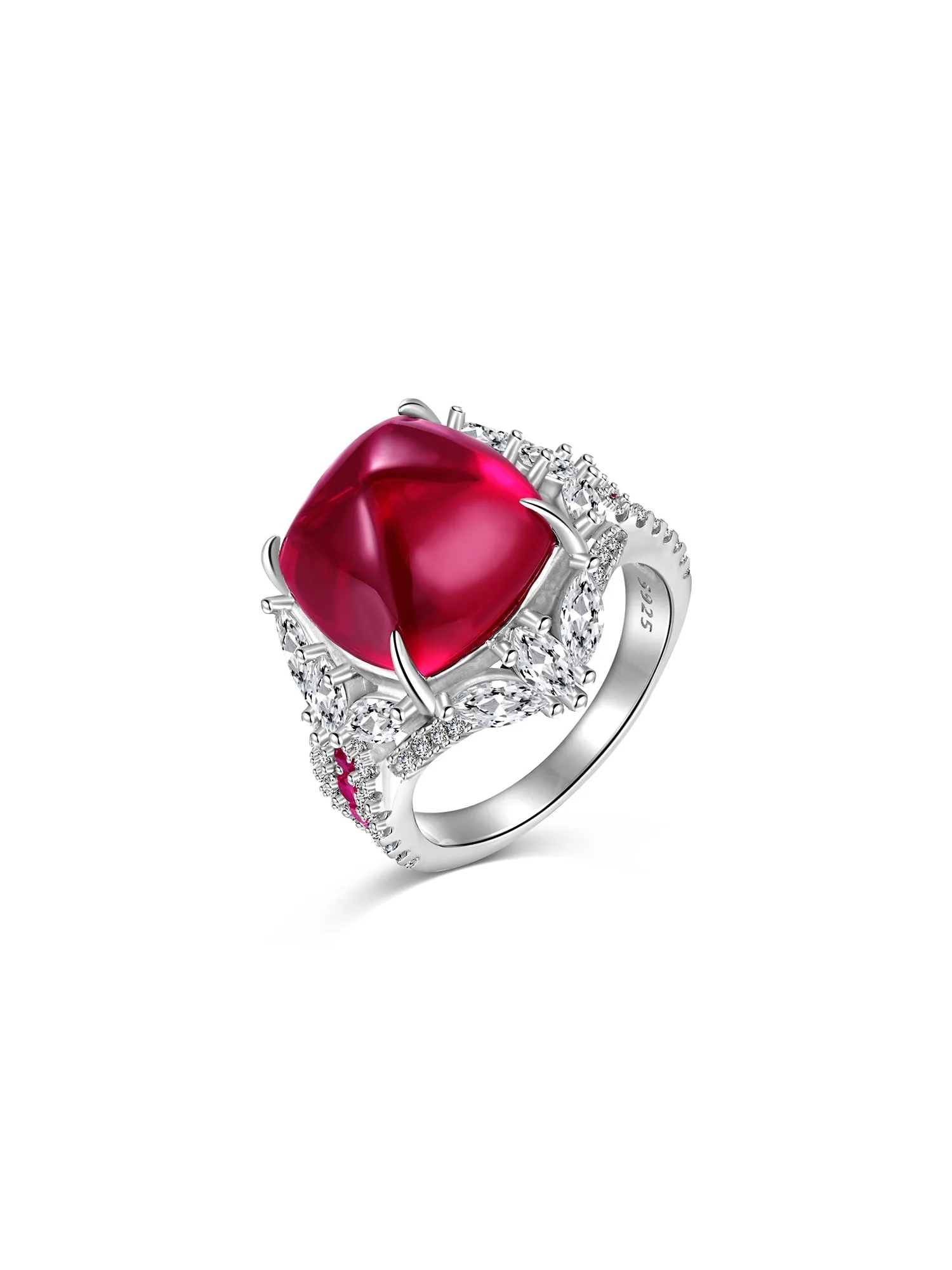 Bague Luxueuse en Rubis Tour Tower en Argent Sterling