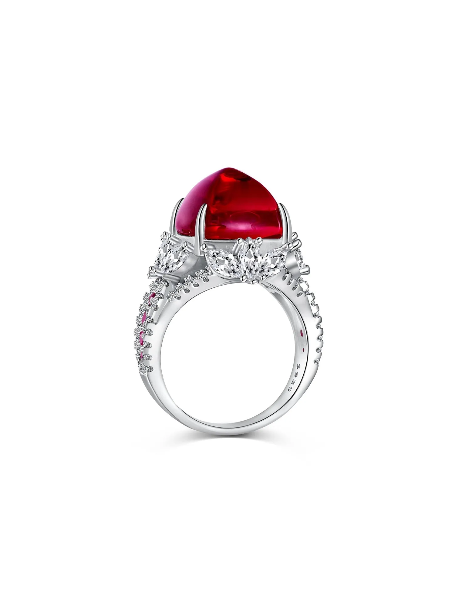 Bague Luxueuse en Rubis Tour Tower en Argent Sterling