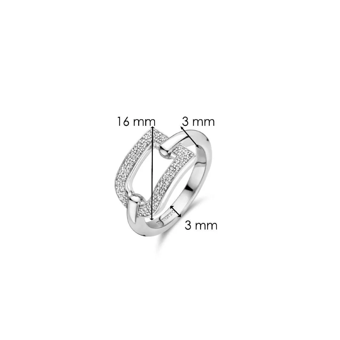 Bague Ti Sento - 12320ZI  Argent Rhodié Carrée Ajourée Et Pavée D\'Oxydes De Zirconium | 3 Suisses