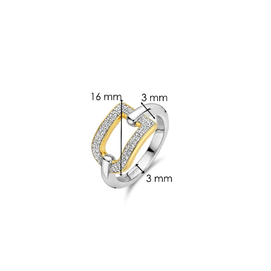 Bague Ti Sento - 12320ZY  Argent Doré Carrée Ajourée Et Pavée D\'Oxydes De Zirconium | 3 Suisses