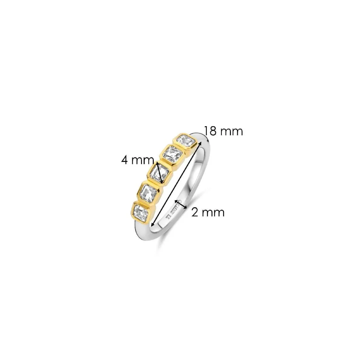 Bague Ti Sento - 12327ZY  Argent Doré Et Oxydes De Zirconium Carrés Serti Rail | 3 Suisses