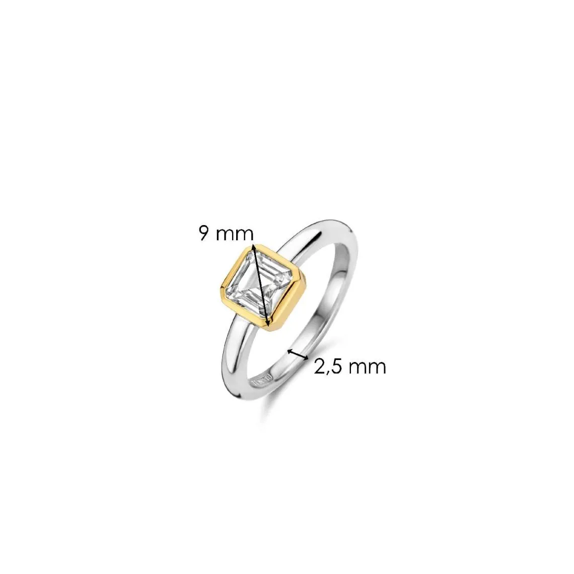 Bague Ti Sento - 12328ZY  Argent Doré Et Oxyde De Zirconium Carré | 3 Suisses