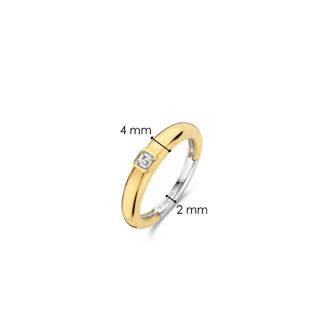 Bague Ti Sento - 12329ZY  Argent Doré Et Oxyde De Zirconium Carré PM | 3 Suisses