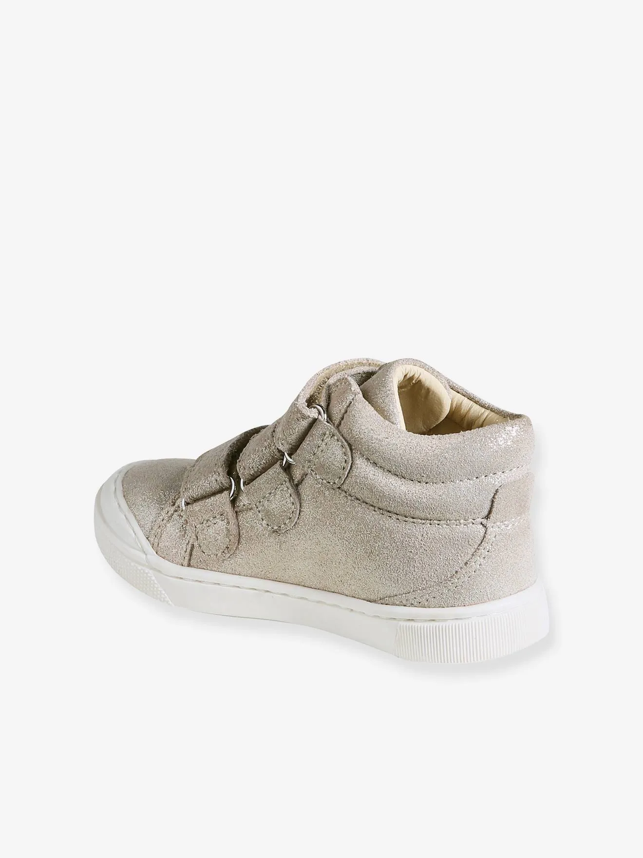 Baskets MID cuir scratchées fille collection maternelle marine - Vertbaudet