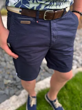 Bermudas marine avec ceinture TIMEO - Prêt à porter homme Cléstyle Couleur Marine XXS à 6XL M