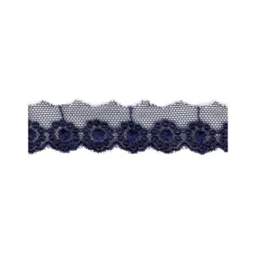 Bobine 14,5m broderie sur tulle 20mm bleu marine