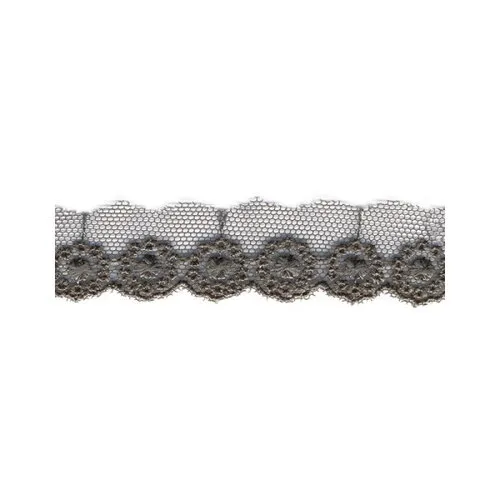 Bobine 14,5m broderie sur tulle 20mm gris foncé