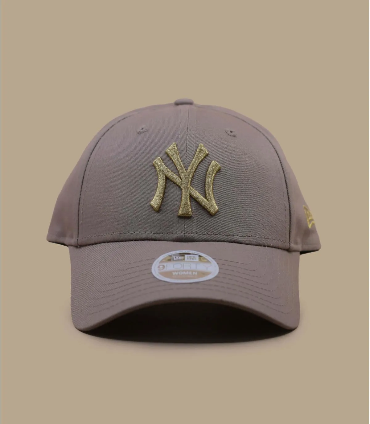 Casquette baseball femme NY beige - Casquette Wmn Mettalic Logo 9Forty NY ash brown New Era : Headict