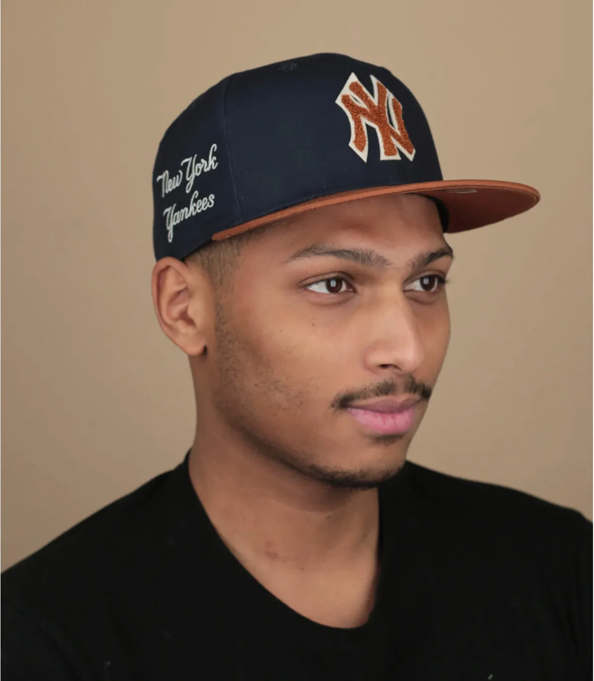 Casquette fitted NY Bleu marine marron - Casquette Boucle 59Fifty NY navy brown New Era : Headict