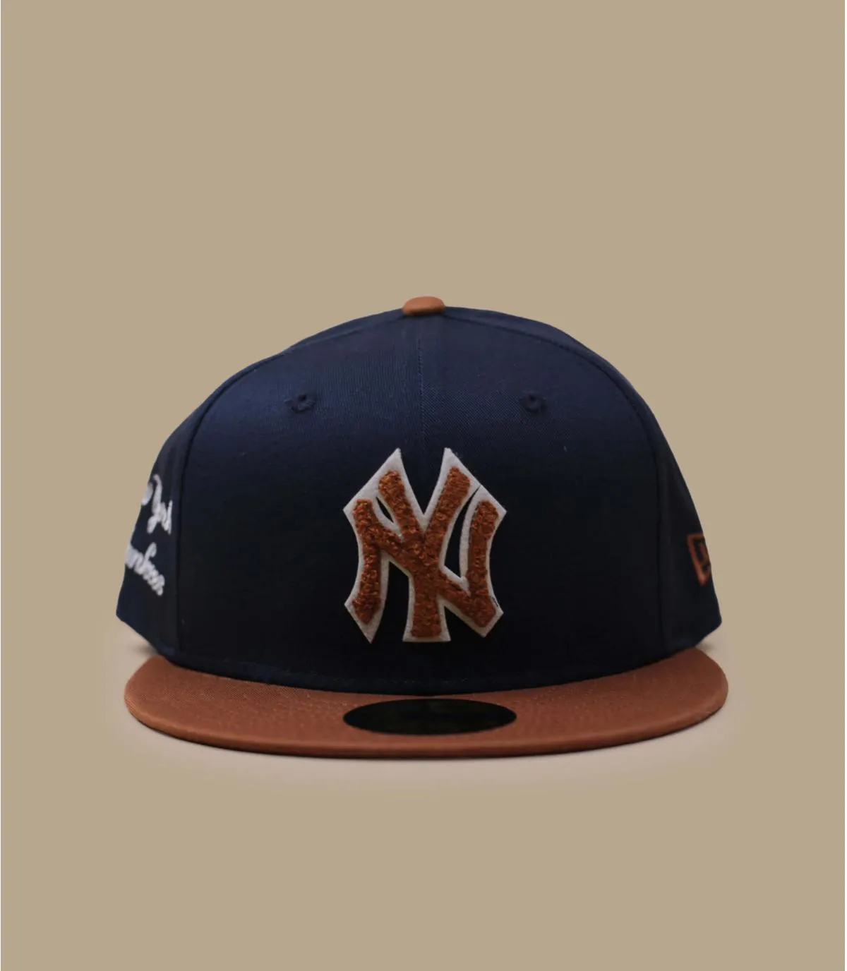 Casquette fitted NY Bleu marine marron - Casquette Boucle 59Fifty NY navy brown New Era : Headict