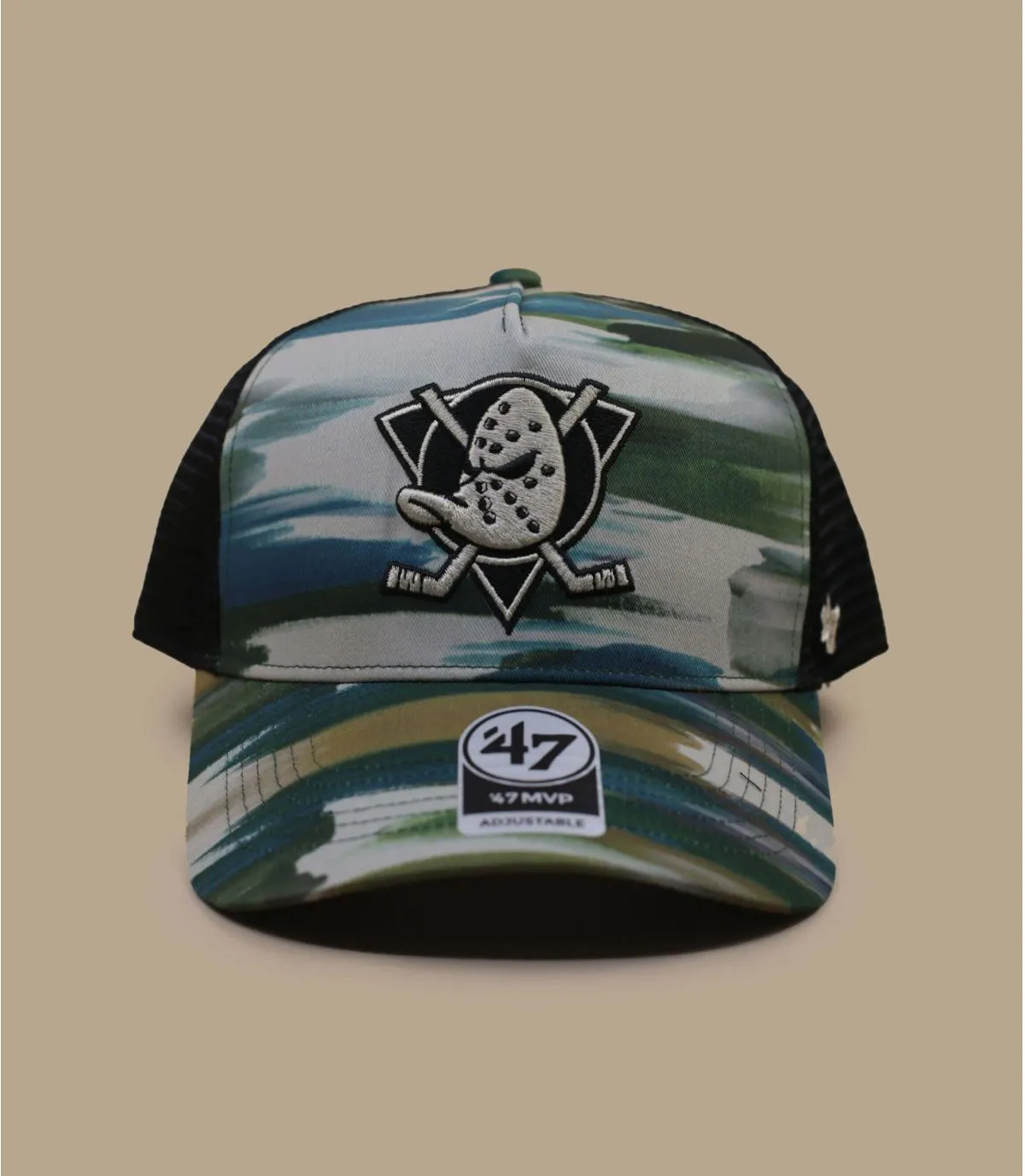 Casquette trucker Anaheim ducks camouflage - Casquette Trucker MVP Fisherman Camo Ducks 47 Brand : Headict