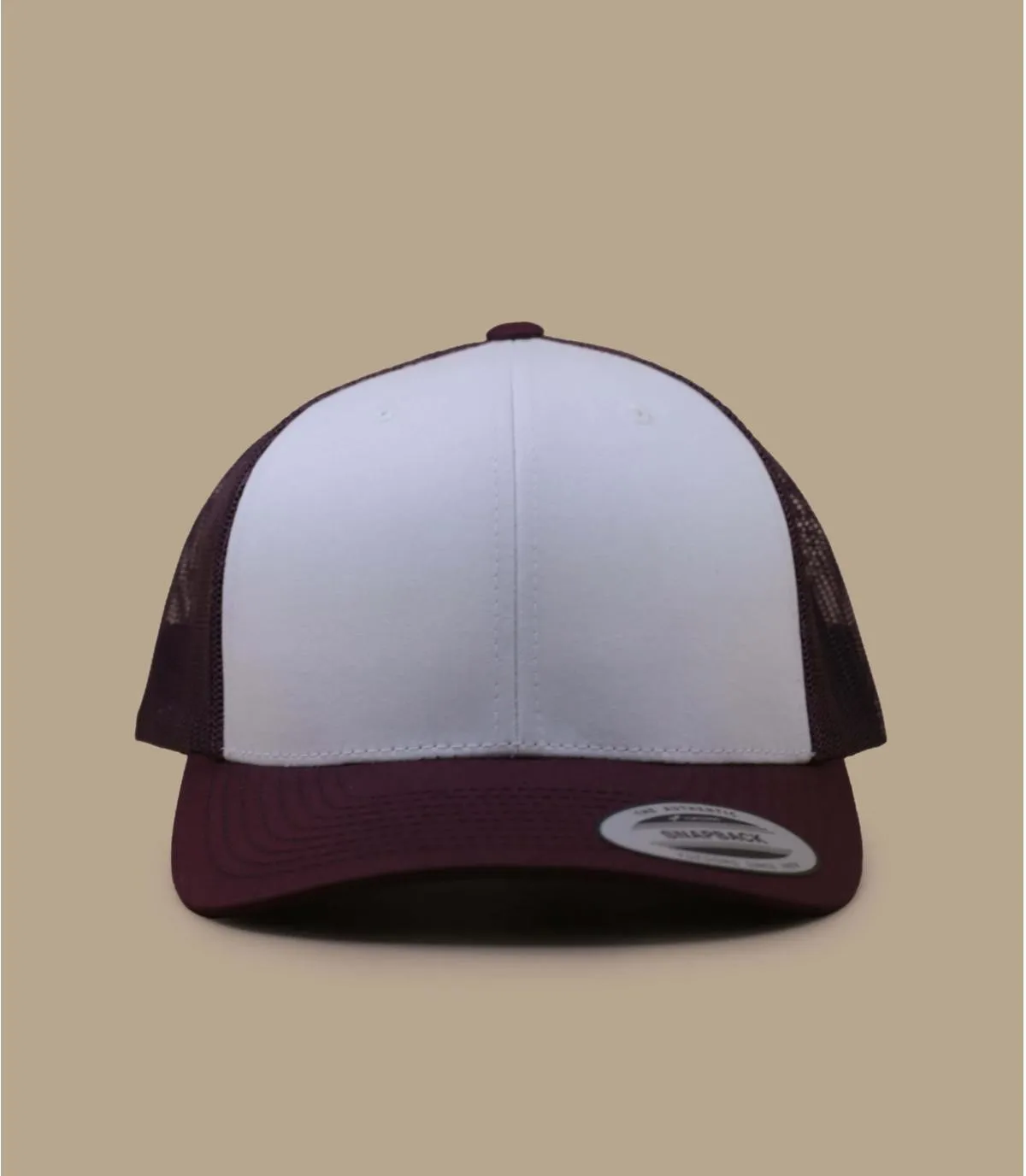 Casquette trucker blanche et bordeaux vierge - Casquette trucker blanche et bordeaux Yupoong : Headict