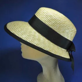 Casquette visière, ruban noir, en paille cousue, anti UV | Pour femme