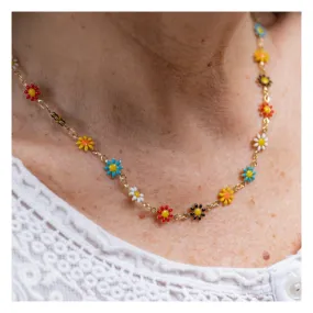 collier fleur colorés marguerite, taille enfants et femme. 