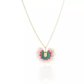 Collier fleur multicolore artisanale en parchemin Paca Peca