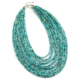 Collier multi-rangs turquoise