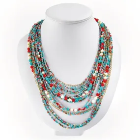 Collier multirang multicolore