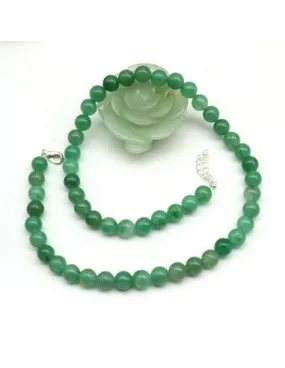 Collier pierres vertes jade 8mm