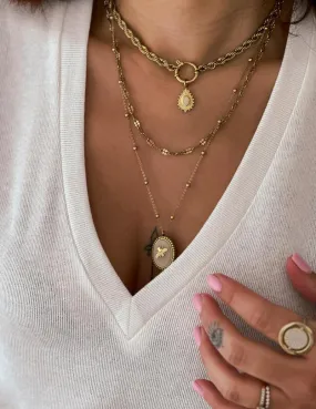 Collier triple doré - Abeille (blanc)