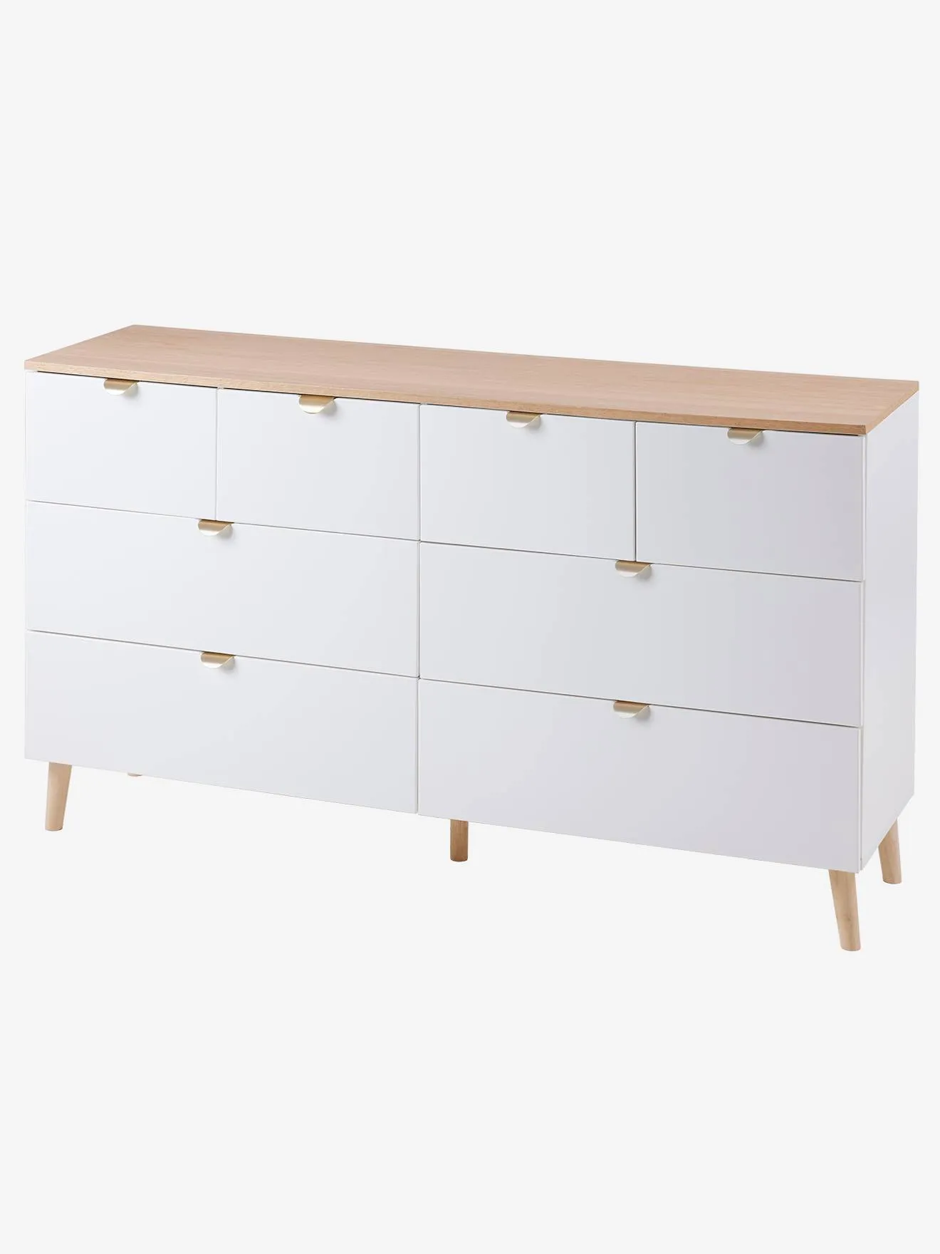 Commode double avec 8 tiroirs blanc - Vertbaudet