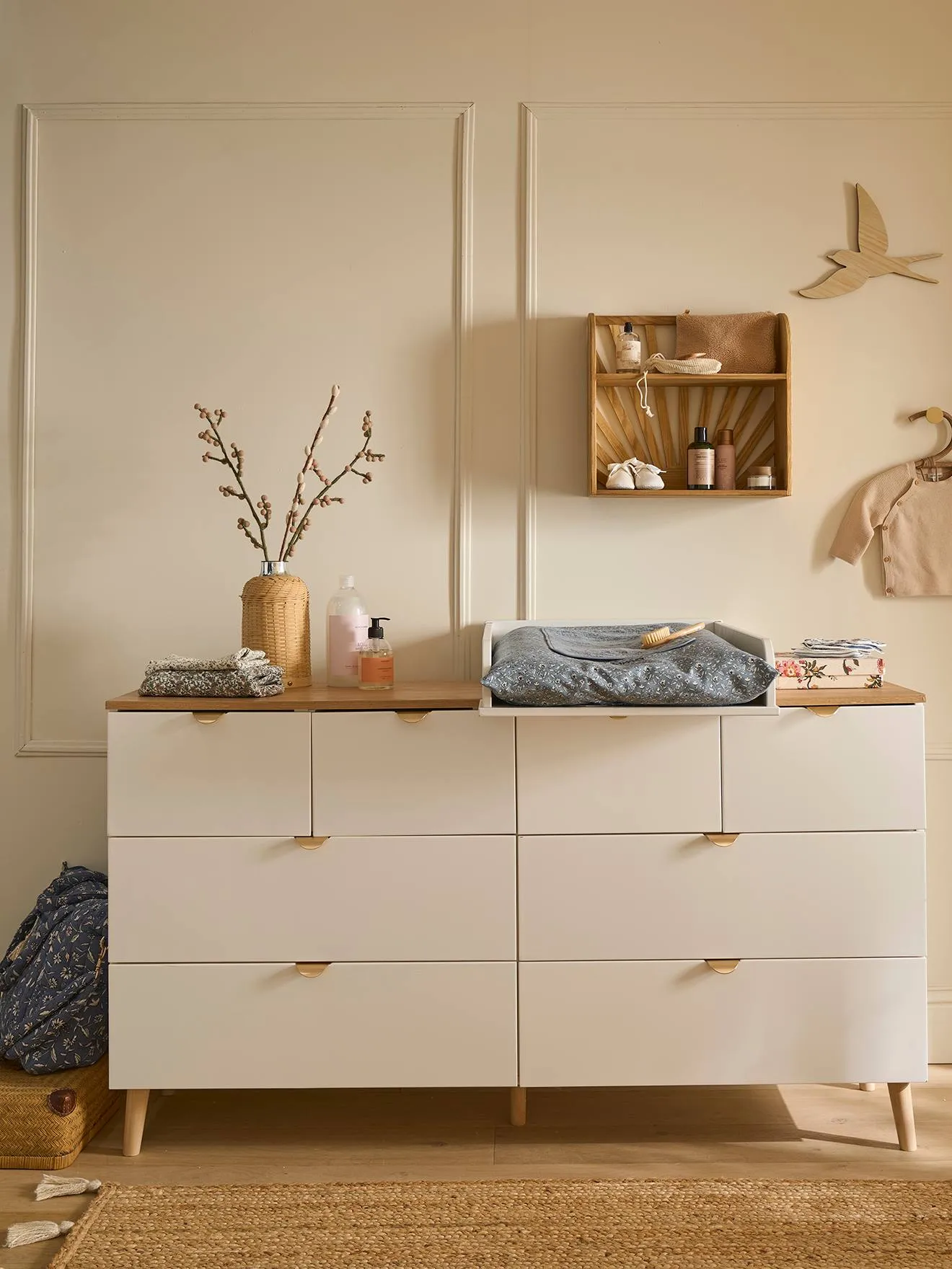 Commode double avec 8 tiroirs blanc - Vertbaudet