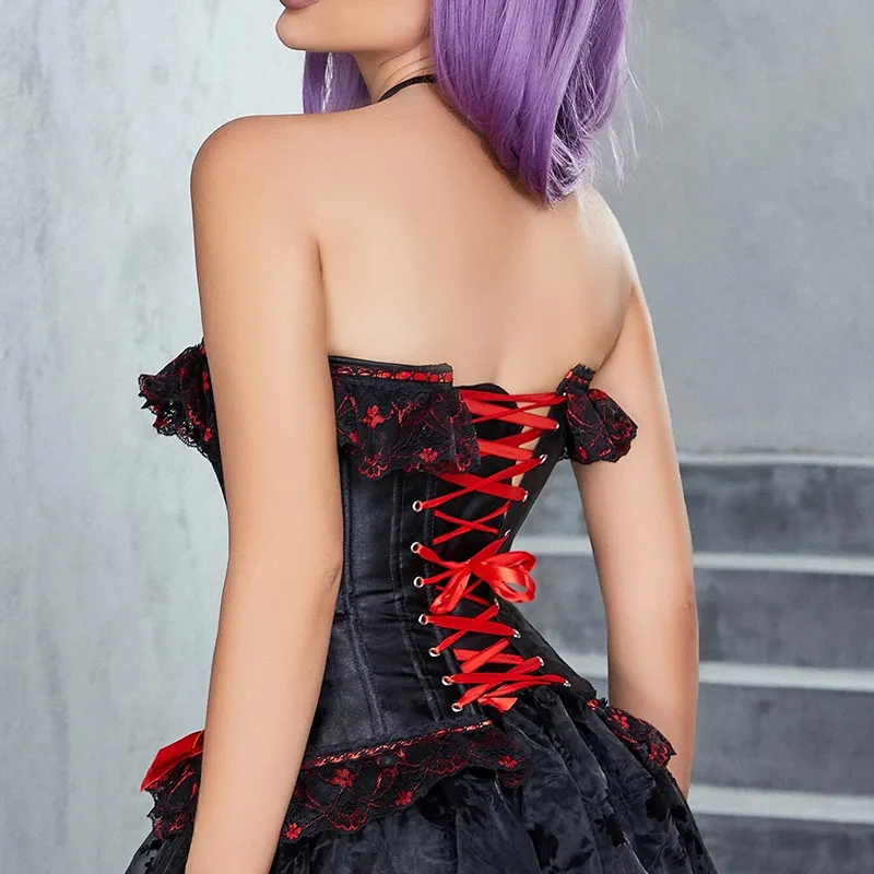 Corset noir et rouge gothique bustier