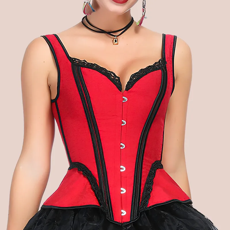 Corset rouge à bretelles style bustier