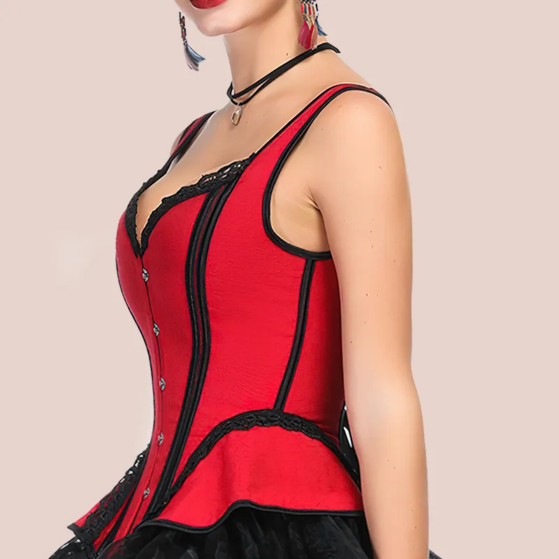 Corset rouge à bretelles style bustier