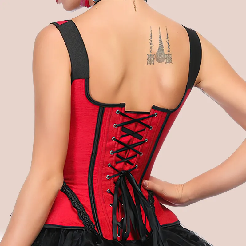 Corset rouge à bretelles style bustier