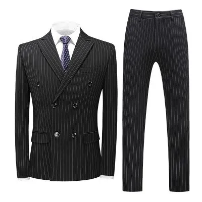 Costume 3 pièces pour homme à double boutonnage et rayures