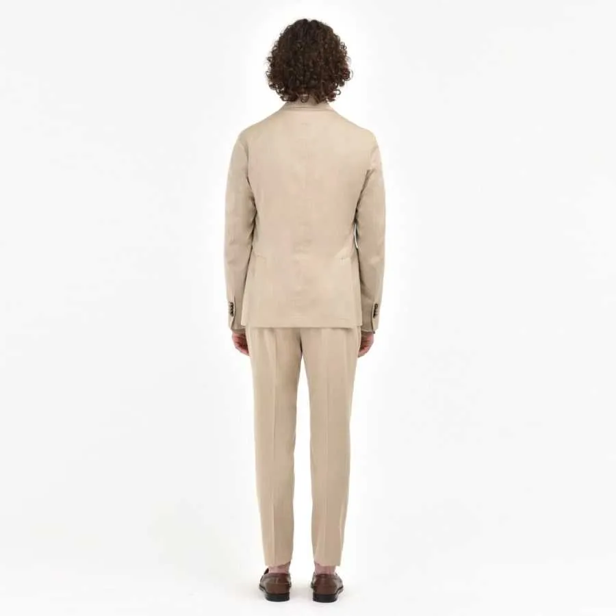 Costume Croisé À Chevrons Beige - Manuel Ritz pour homme