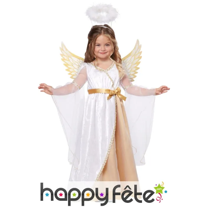 Costume d'ange blanc et doré pour fille