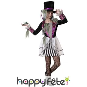 Costume de chapelier fou type halloween pour fille