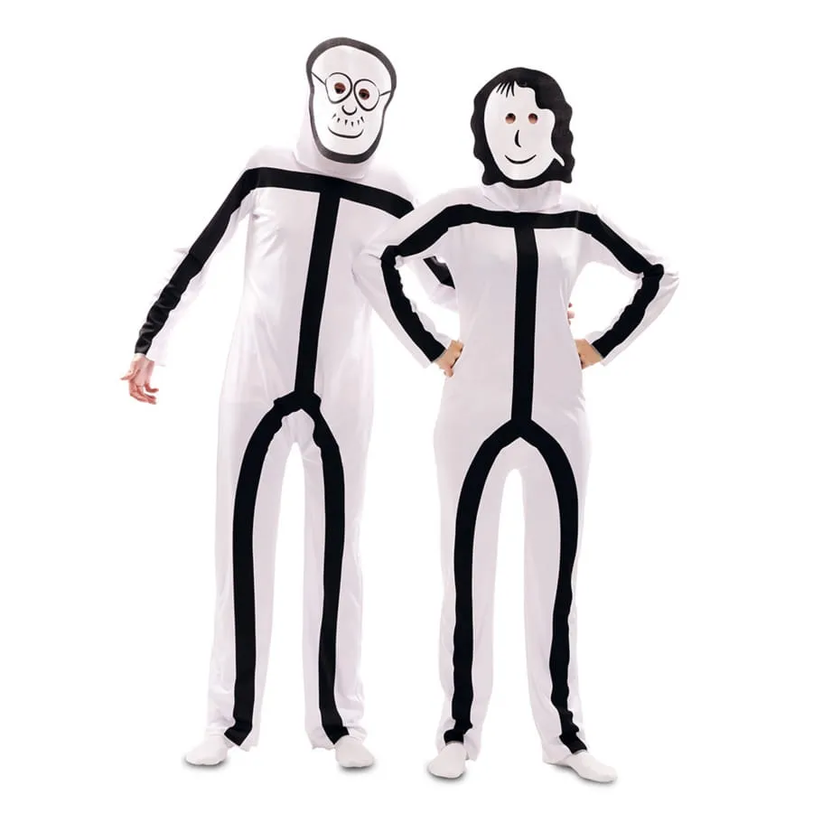 Costume de Stickman pour adulte avec masque