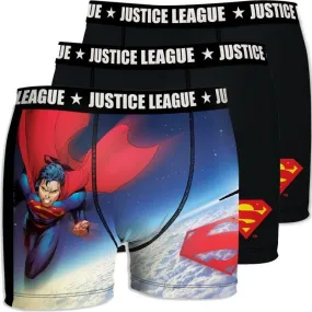 DC COMICS 3 Boxers Homme Microfibre BMX3ASS2 SUPERMAN Noir Bleu