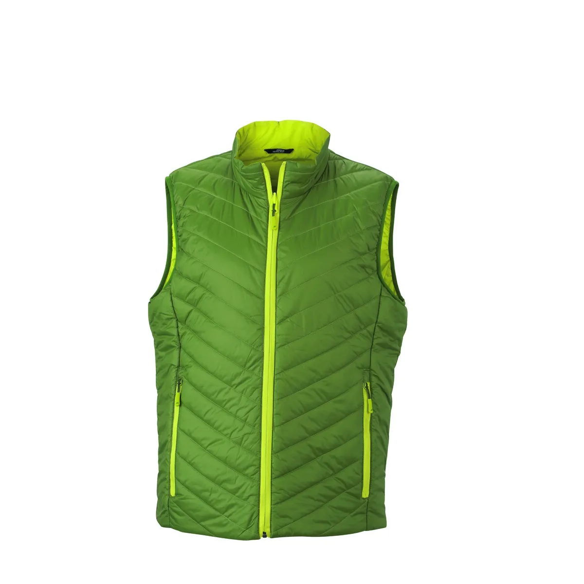 Doudoune sans manche HOMME JN1090 - vert et jaune - réversible légère fine 