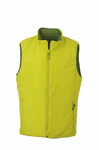 Doudoune sans manche HOMME JN1090 - vert et jaune - réversible légère fine 