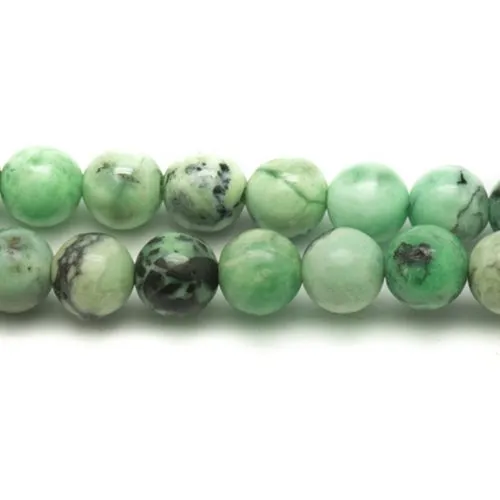 Fil 39cm 60pc environ - perles pierre turquoise naturelle boules 6mm blanc vert clair turquoise menthe