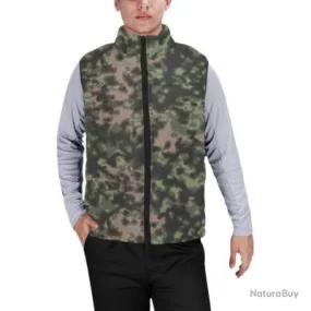 Gilet matelassé type doudoune sans manches avec col montant camouflage ww2 rauchtarn flou été