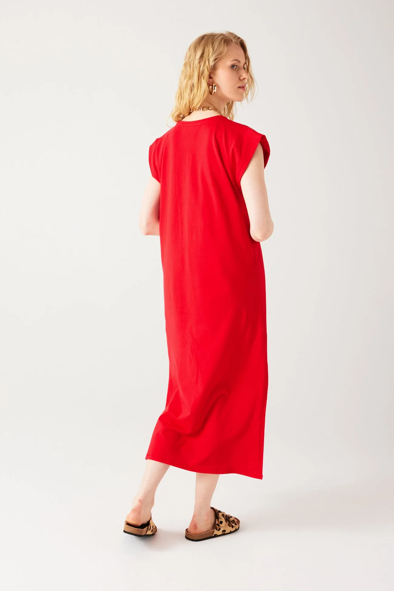 Longue robe t-shirt Femme - Rouge