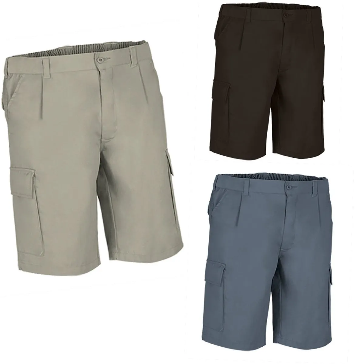 Lot 3 Bermudas pour homme - DESERT - noir - gris et beige sable 